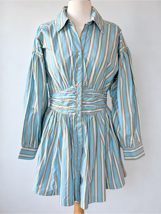 Anthropologie Dresses & Skirts - Anthropologie Striped High Low A-Line Mini Shirt Dress M NWT